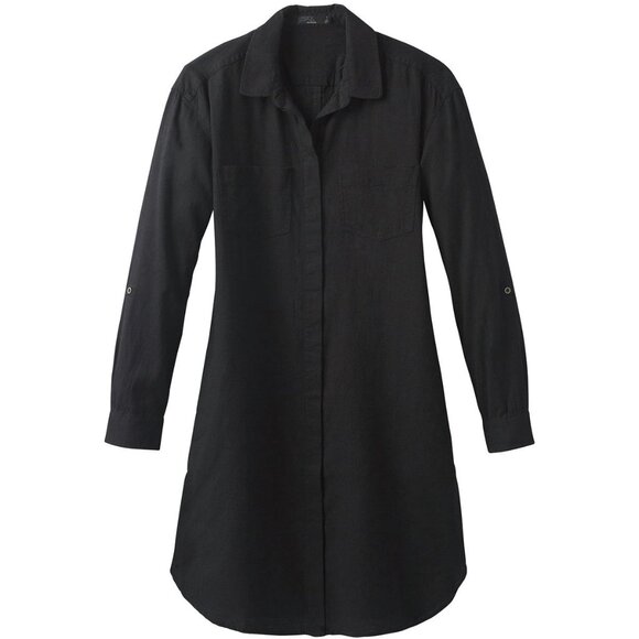 prAna La Noa Hemp Black Button-Down Shirt Dress 🖤 Soft Eco Casual - Picture 4 of 9